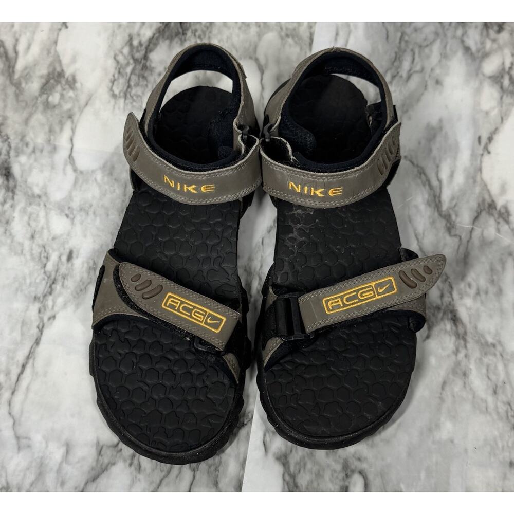 VTG Nike ACG Sandals Mens 10 Black Khaki Strap Sport Water Hike Trail Y2K - Picture 1 of 6